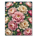 Soft Pink Peony Garden Blooms Rug