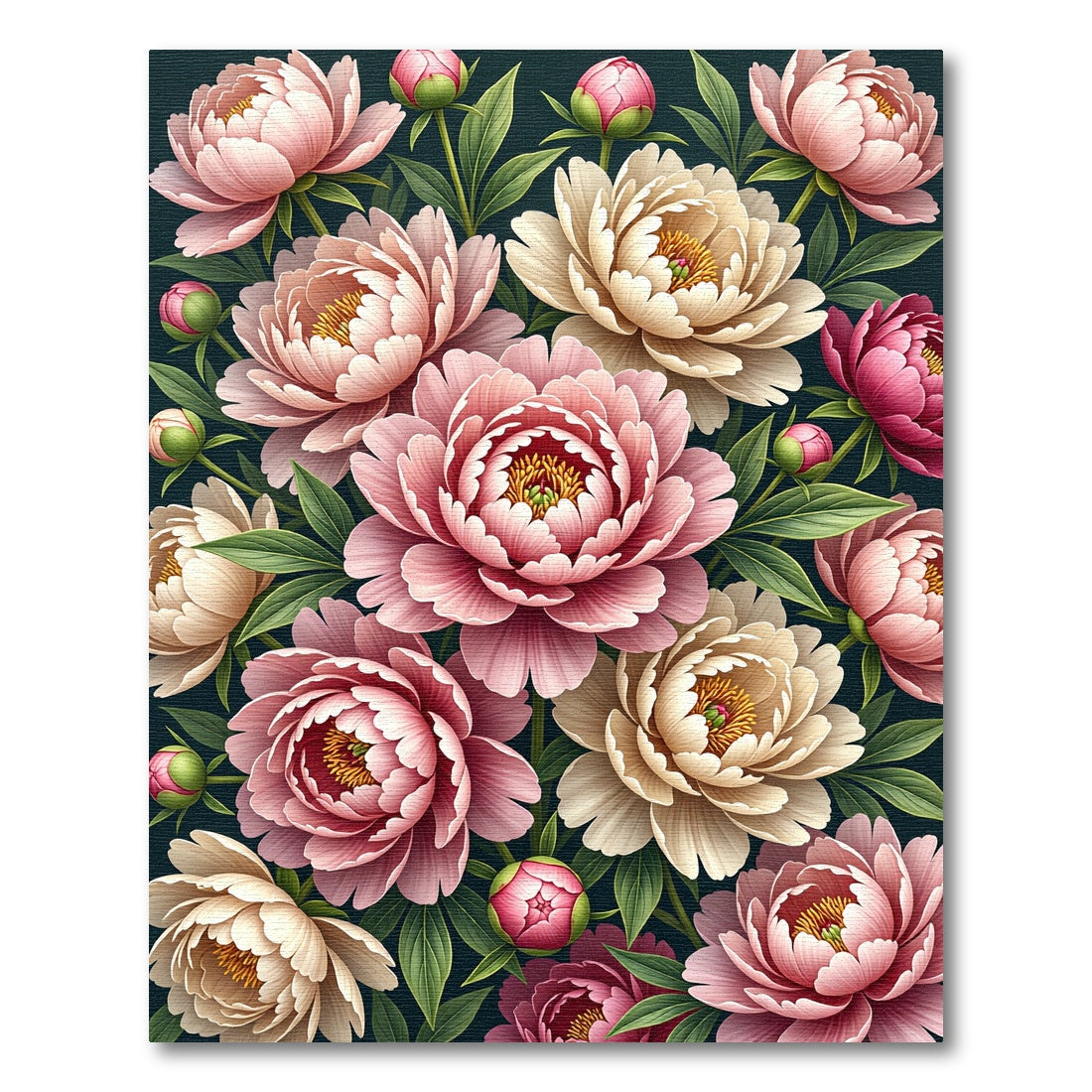 Soft Pink Peony Garden Blooms Rug