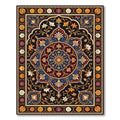 Elegant Crimson Blue Floral Medallion Rug