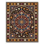 Elegant Crimson Blue Floral Medallion Rug