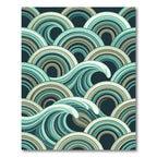 Aquatic Teal Wave Layered Arcs Rug