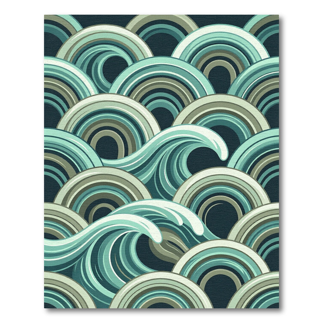 Aquatic Teal Wave Layered Arcs Rug