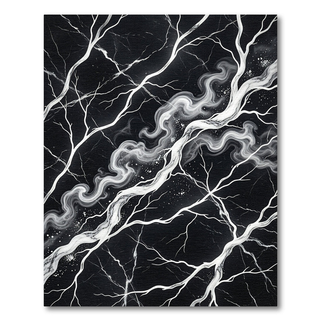 Monochrome Branch Swirl Marble Rug