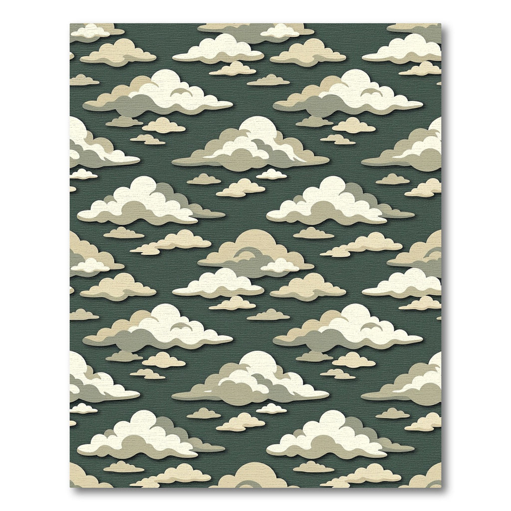 Soft Sage Whimsical Cream Cloud Layers Rug