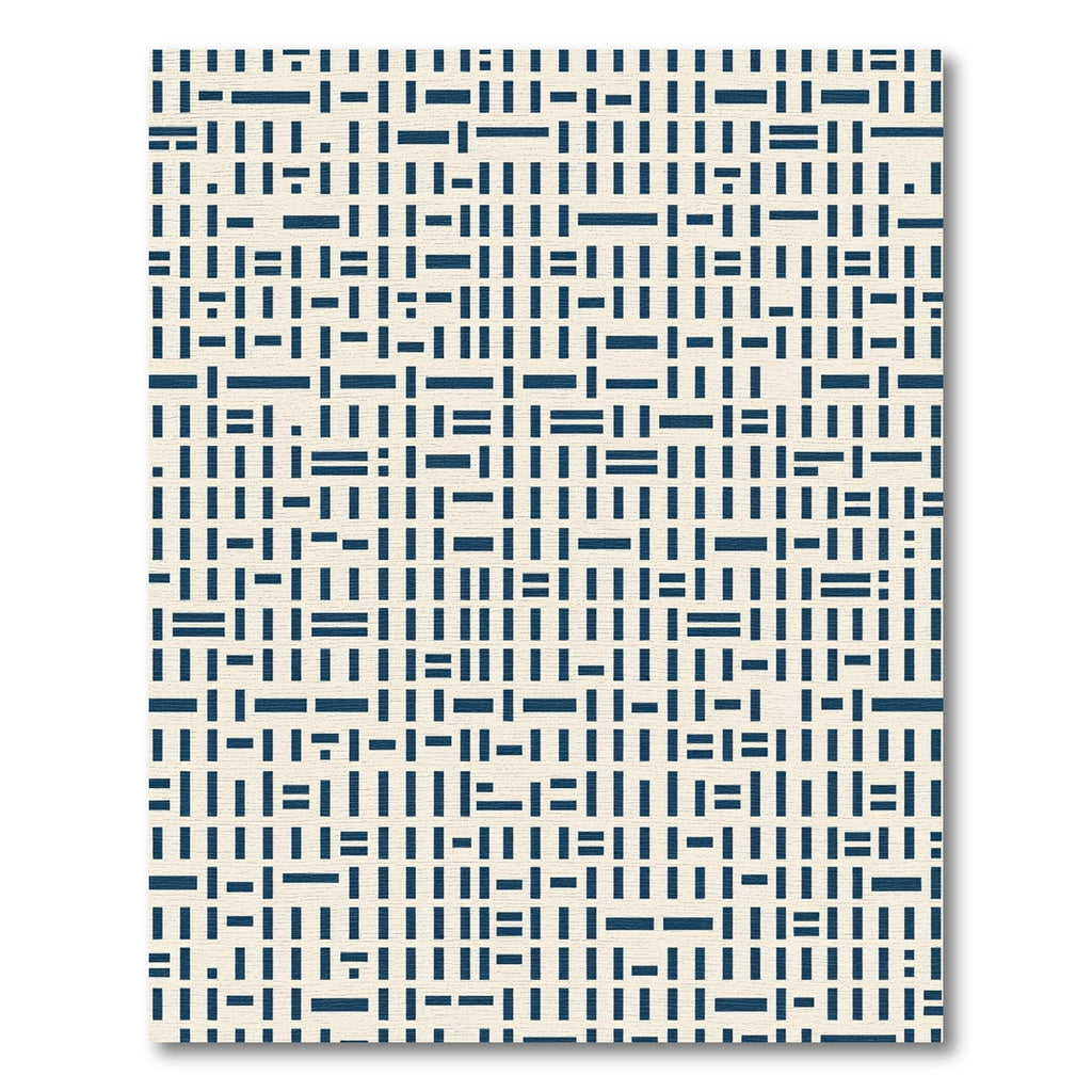 Modern Navy Crisp Grid Abstract Art Rug