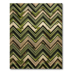 Distressed Green Chevron Layers Rug