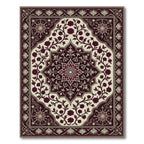 Deep Crimson Rose Floral Medallion Rug