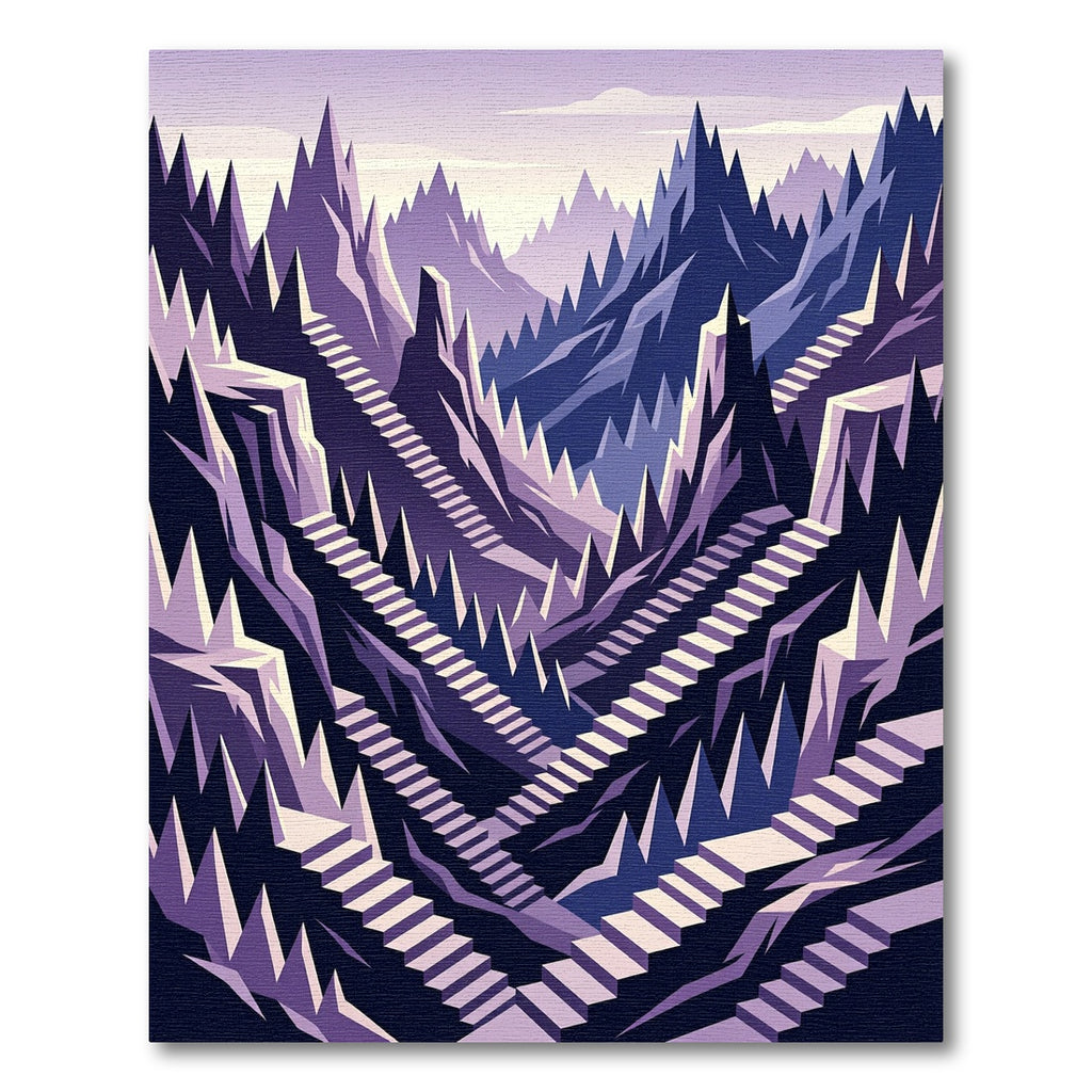 Purple Geometric Mountain Staircase Rug