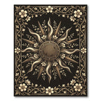Ornate Gold Celestial Sun Floral Rug