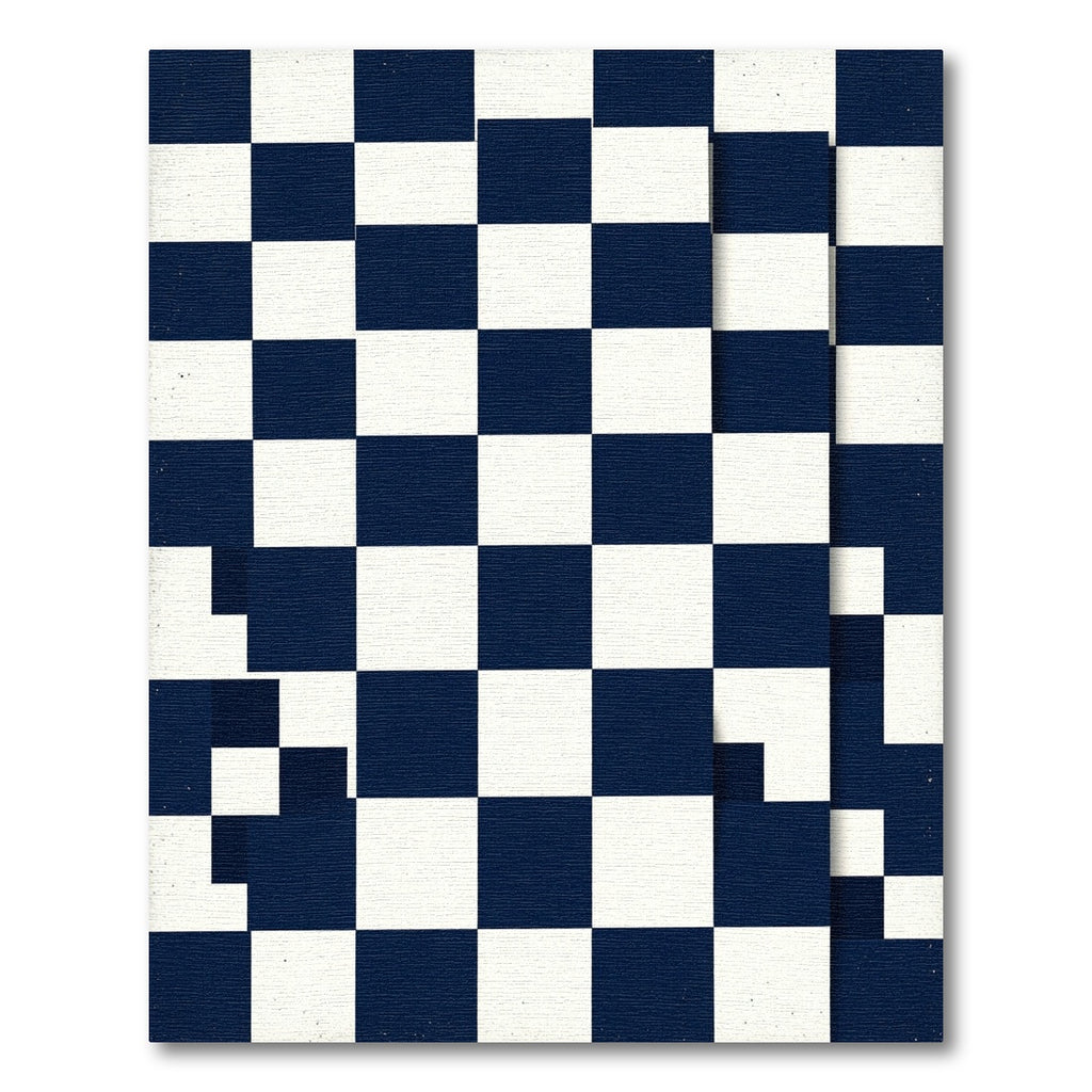 Classic Navy White Checkerboard Squares Rug