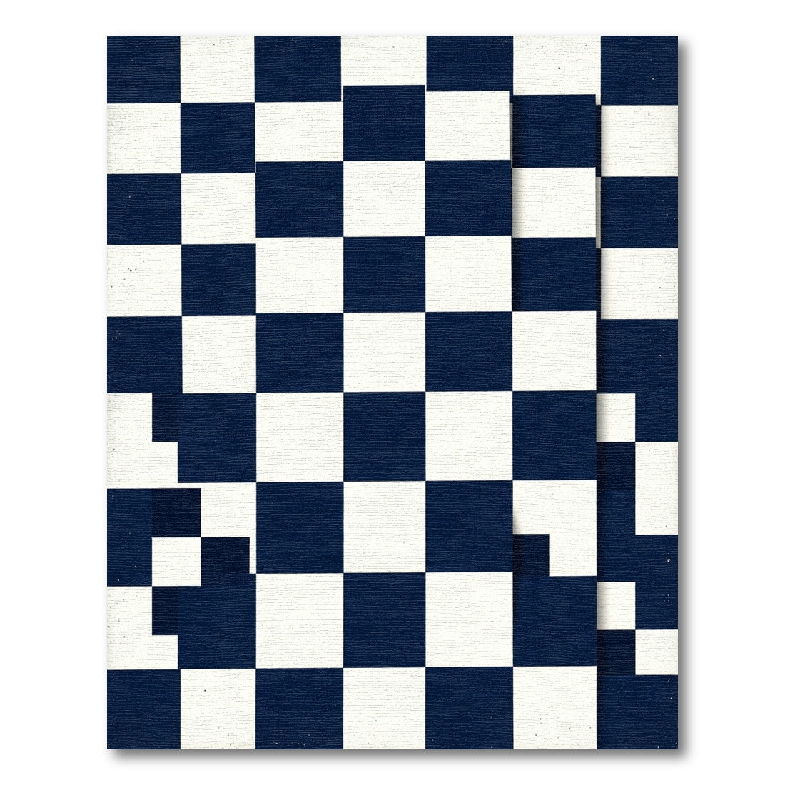 Classic Navy White Checkerboard Squares Rug