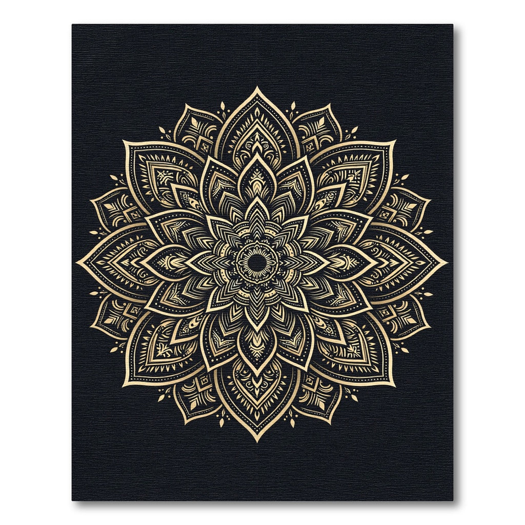 Golden Ornate Mandala Medallion Circular Rug
