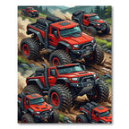 Action Red Off Road Truck Adventure Rug