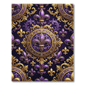 Royal Purple Golden Fleur-de-lis Damask Rug