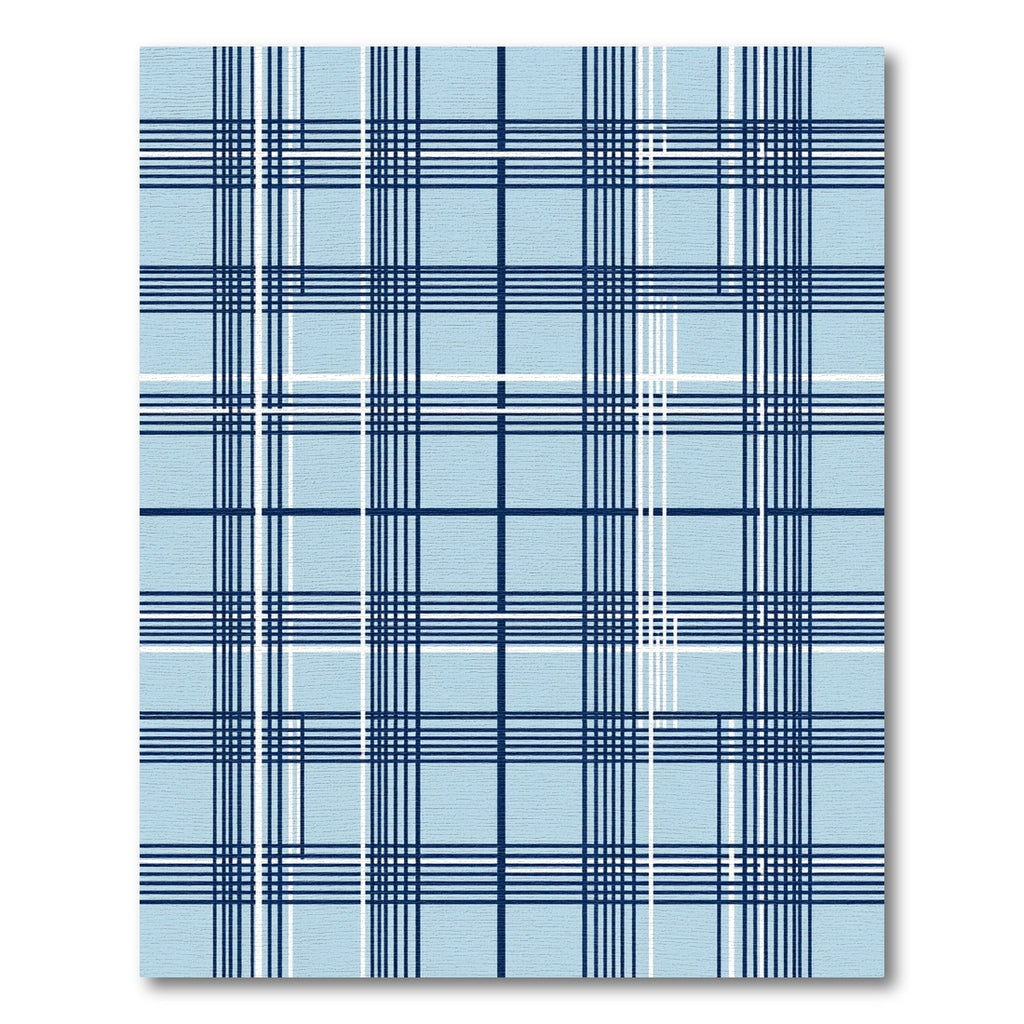 Light Blue Navy Grid Plaid Rug