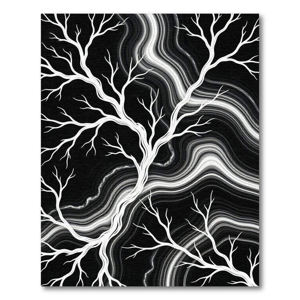 Striking White Branches Abstract Agate Rug