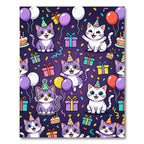 Happy Kawaii Birthday Cats Celebration Rug