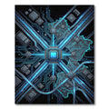 Cyber Circuit Blue Neon Grid Rug