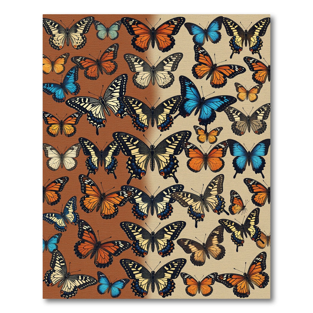 Vibrant Dual Tone Butterfly Garden Field Rug