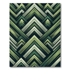 Green Forest Mountain Geometric Rug