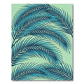 Lush Teal Tropical Palm Frond Leaves Rug