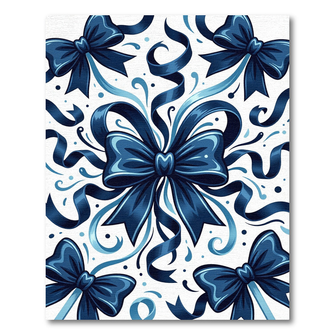Elegant Navy Blue Ribbon Flourish Rug