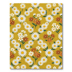 Retro Golden Mustard Daisy Meadow Rug