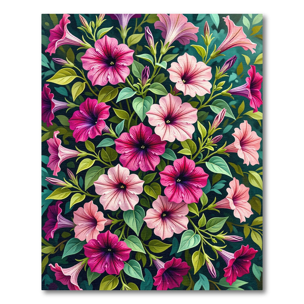 Vibrant Pink Petunia Floral Bouquet Rug