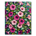 Vibrant Pink Petunia Floral Bouquet Rug