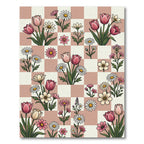 Blush Pink Checkered Floral Meadow Rug