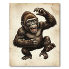 Playful Brown Primate Jungle Illustration Rug