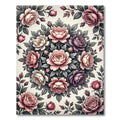 Elegant Floral Medallion Pink Rose Bouquet Rug