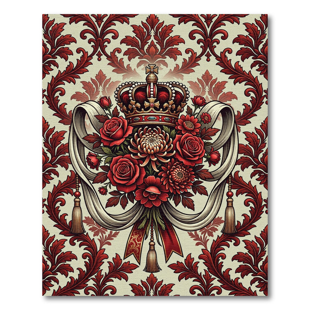 Royal Crimson Rose Crown Medallion Rug