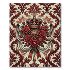 Royal Crimson Rose Crown Medallion Rug