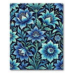 Deep Blue Floral Vine Imagery Rug