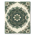 Sage Green Floral Mandala Medallion Rug