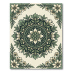 Sage Green Floral Mandala Medallion Rug