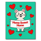 Charming Cream Mouse Red Hearts Arrangement Rug