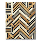 Textured Earth Tone Herringbone Plank Rug