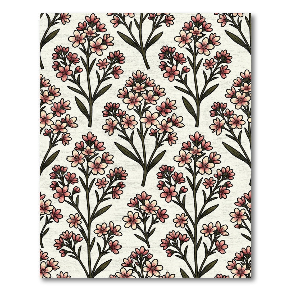 Pink Blossom Branches Cream Background Rug