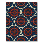 Nautical Navy Ship Wheel Rope Tile Rug
