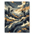 Abstract Brush Stroke Landscape Rug