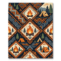 Geometric Camping Fireplace Diamond Forest Rug