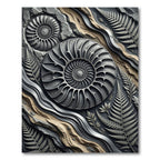 Charcoal Ammonite Fern Fossil Rug