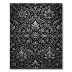 Ornate Silver Floral Scrollwork Rug