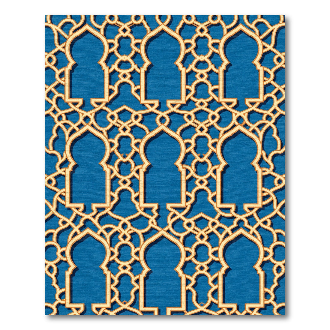 Golden Lattice Arch In Royal Blue Rug