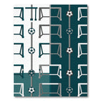 Minimalist Soccer Goal Geometric Teal Gray Rug