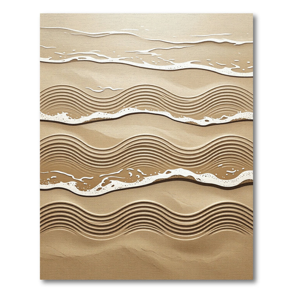 Sandy Beige Coastal Wave Rug
