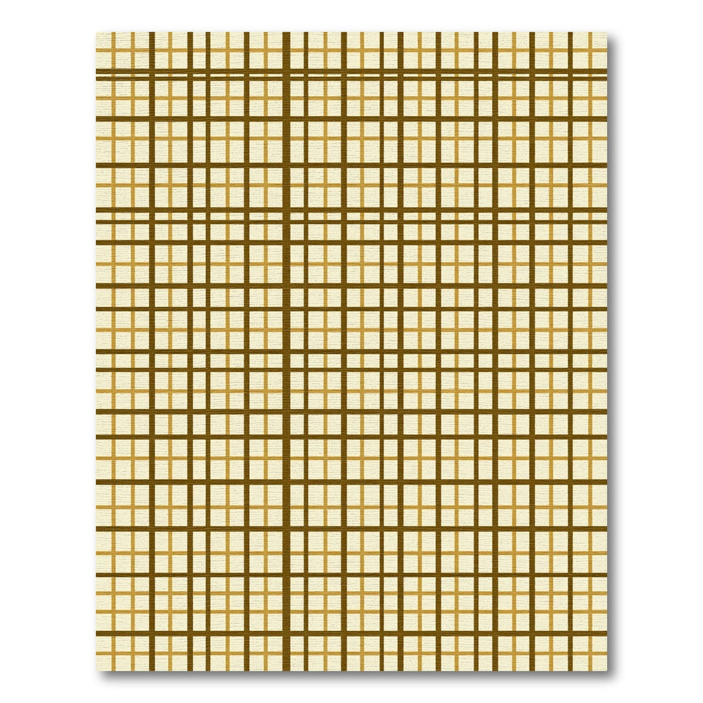 Modern Ochre Neutral Grid Checkered Rug