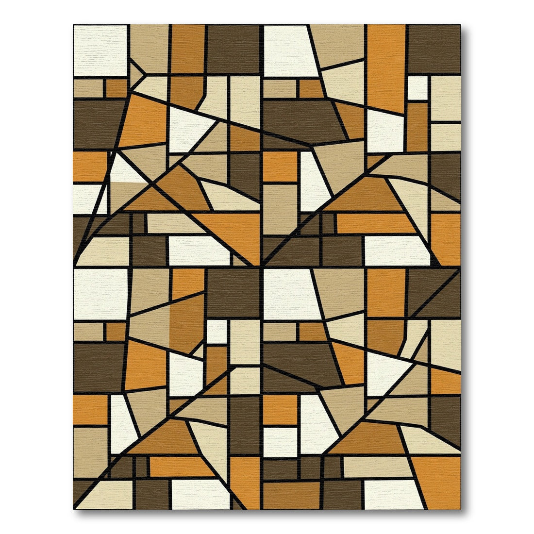 Geometric Earthy Tone Abstract Blocks Rug